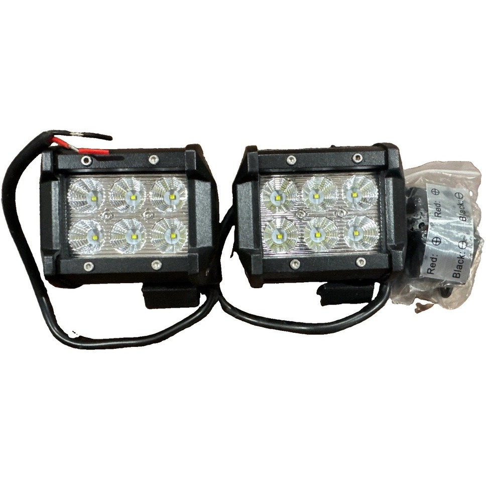 Pair 18W LED Work Lights Flood Off Road Driving Fog Truck ATV UTV Jeep 12V 24V